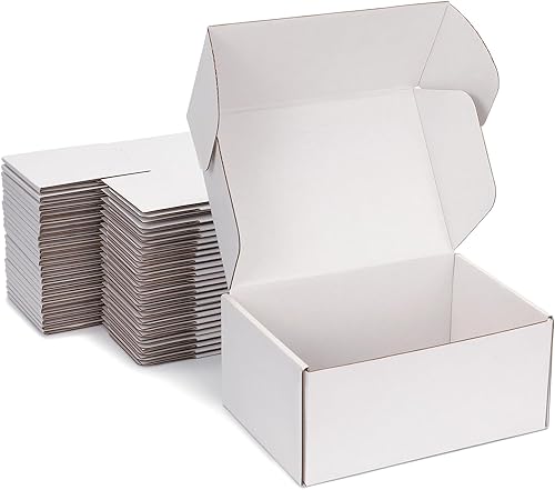 Cajas de envío pequeñas de 9 x 6 x 4 pulgadas (paquete de 25) Cajas de cartón corrugado blancas resistentes para pequeñas empresas, comercio