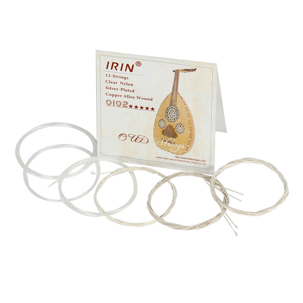 Oud Strings Set (G-D-A-E-B-F) Clear Nylon Silver-Plated Copper Alloy Wound 12-Strings