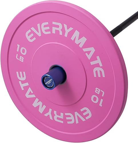 Miniatura 8 de EVERYMATE Placas de peso rosa de 10 libras, 15 libras, 25 libras, 35 libras, 45 libras, placas de peso olímpicas de agarre para entrenamiento de