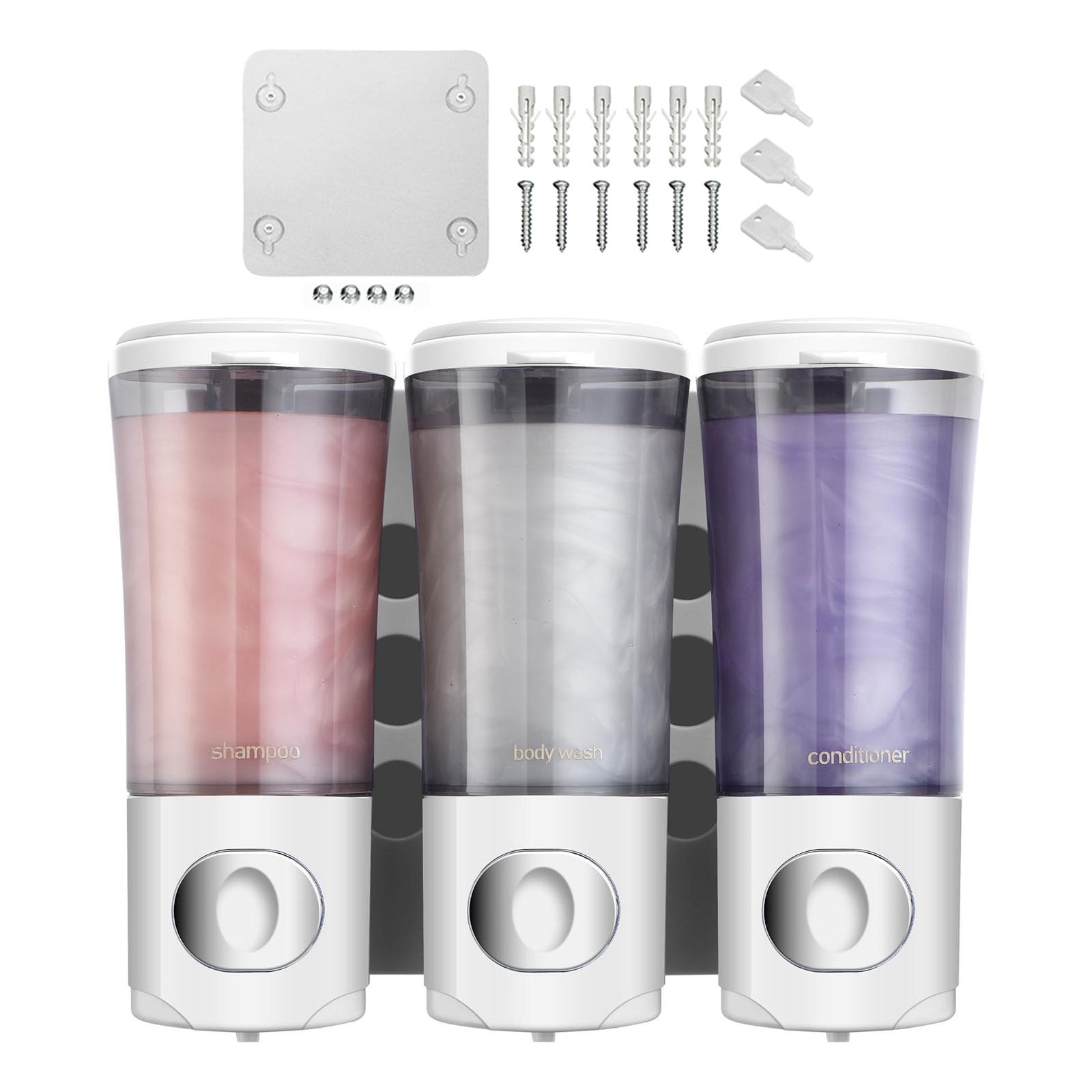 Shower Soap Dispenser Easy Slot Install Wall Mounted Shampoo and Conditioner Holder Large Capacity Storage Organiser Large Capacity Shampoo Holder