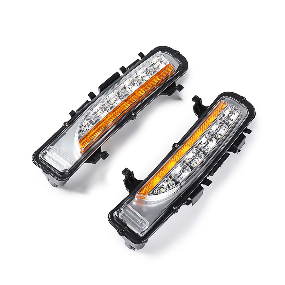 Xenon White LED Daytime Running Lighs with Amber Turn Signal Lamp Compatible for 2011-2014 Ford Edge Lower Bumper