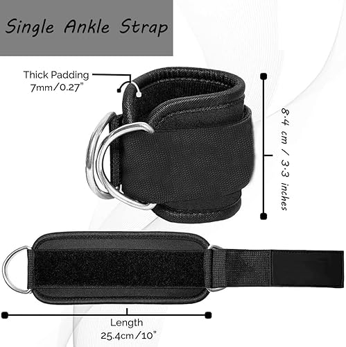 Miniatura 3 de Correas de tobillo, bandas de resistencia para el tobillo, muñequeras, correas acolchadas, correas ajustables, anillo en D para máquina de cable,