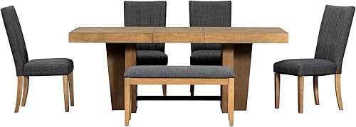 Miniatura 9 de Juego de mesa y sillas de comedor de cocina de 5 piezas para el hogar comedor juego de mesa de cocina de madera maciza con 4 sillas tapizadas para