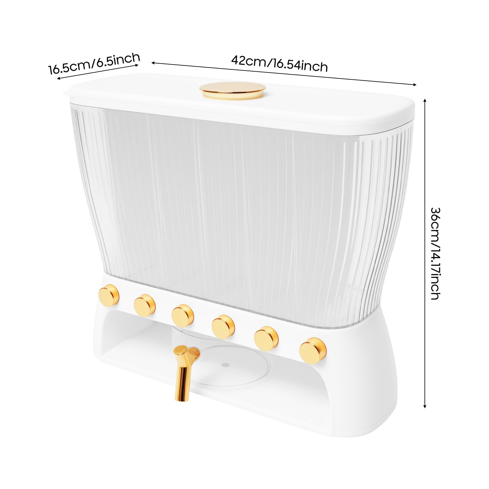 Dispensador de comida seca de seis rejillas, dispensador de cereales, capacidad de 10 kg, con botón dosificador, se puede utilizar para hacer harina, azúcar, arroz, cereales, nueces, frijoles
