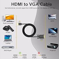Vista 2 de Cable HDMI a VGA de 3 pies, paquete de 10 unidades de cable HDMI a VGA chapado en oro para computadora, computadora de escritorio, laptop, PC
