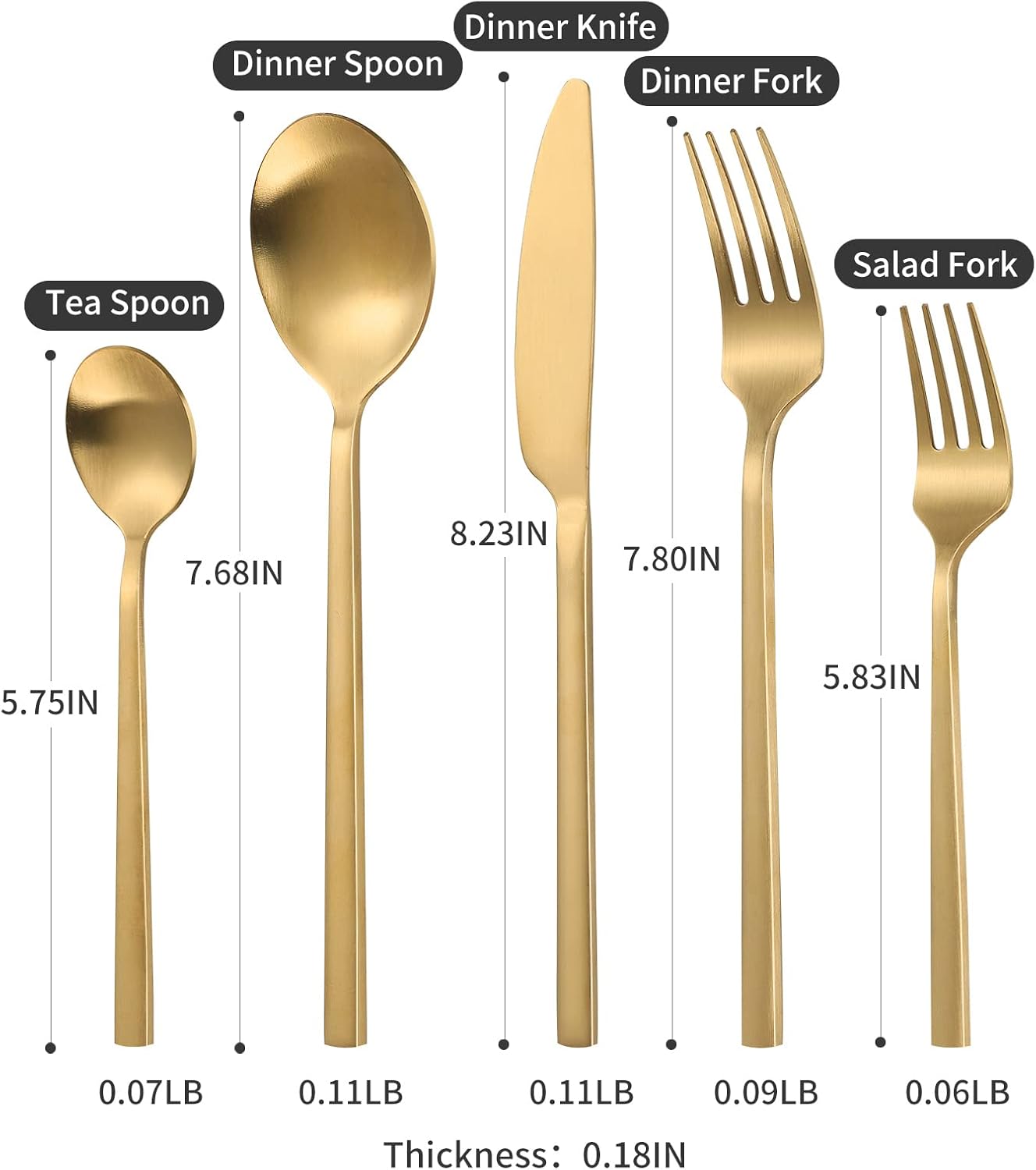 40-Piece Gold Silverware Set, Rectangular Flatware Set for 8, Matte Stainless Steel Cutlery Set, Food-Grade Utensils Set, for Home Kitchen Restaurant, Dishwasher Safe