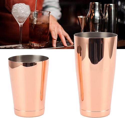Miniatura 9 de Mezclador de bartending de 2 secciones, coctelera de acero inoxidable 304 para acampar (chapado en cobre con taza inferior)