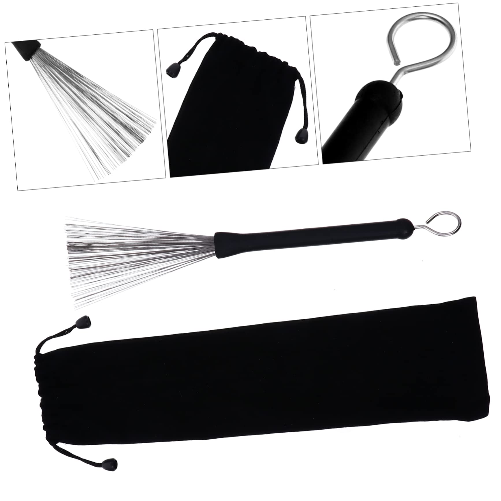 FAVOMOTO Retractable Drum Brush Set Steel Wire Brush Drum for Practice Performance