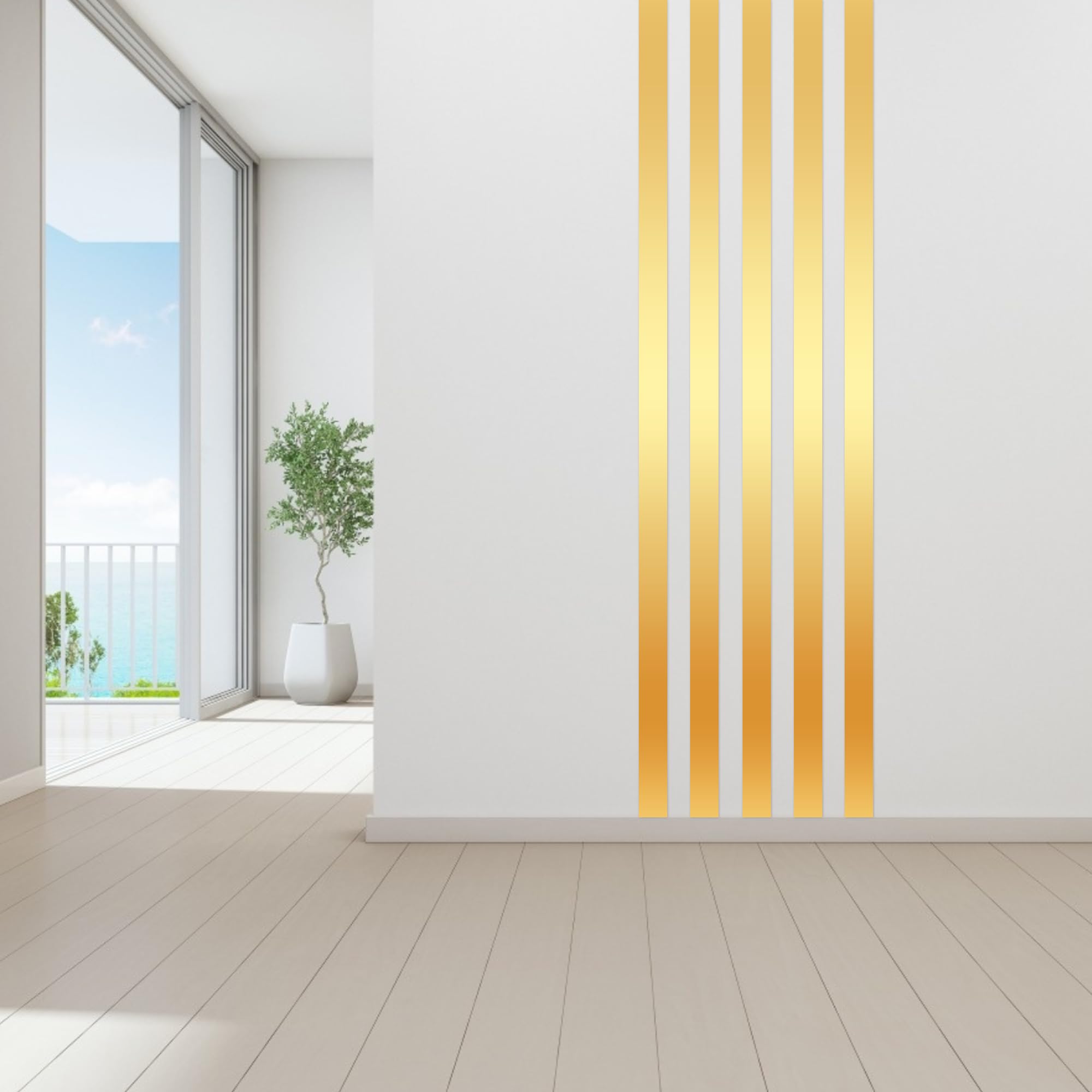 JUNART 300cm×2cm in Acciaio Inox Parete Modanatura Ttrim, Peel and Stick, Flessibile Autoadesivo Metallo Trim per Caminetti, Cornici per Specchi, Pareti, Soffitti, Piastrelle(Oro)