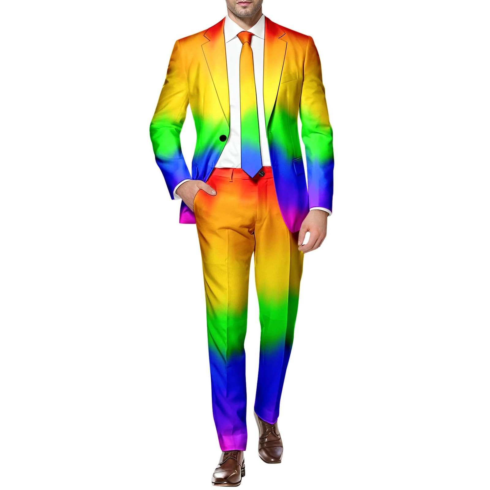 Gay The Rainbow Suit Multi-Coloured Jacket Pride Outfits LGBTQ Accessories Pride Suit Prides Clothes Stand Out Suits Fancy Dress Adult Rainbow Costumes