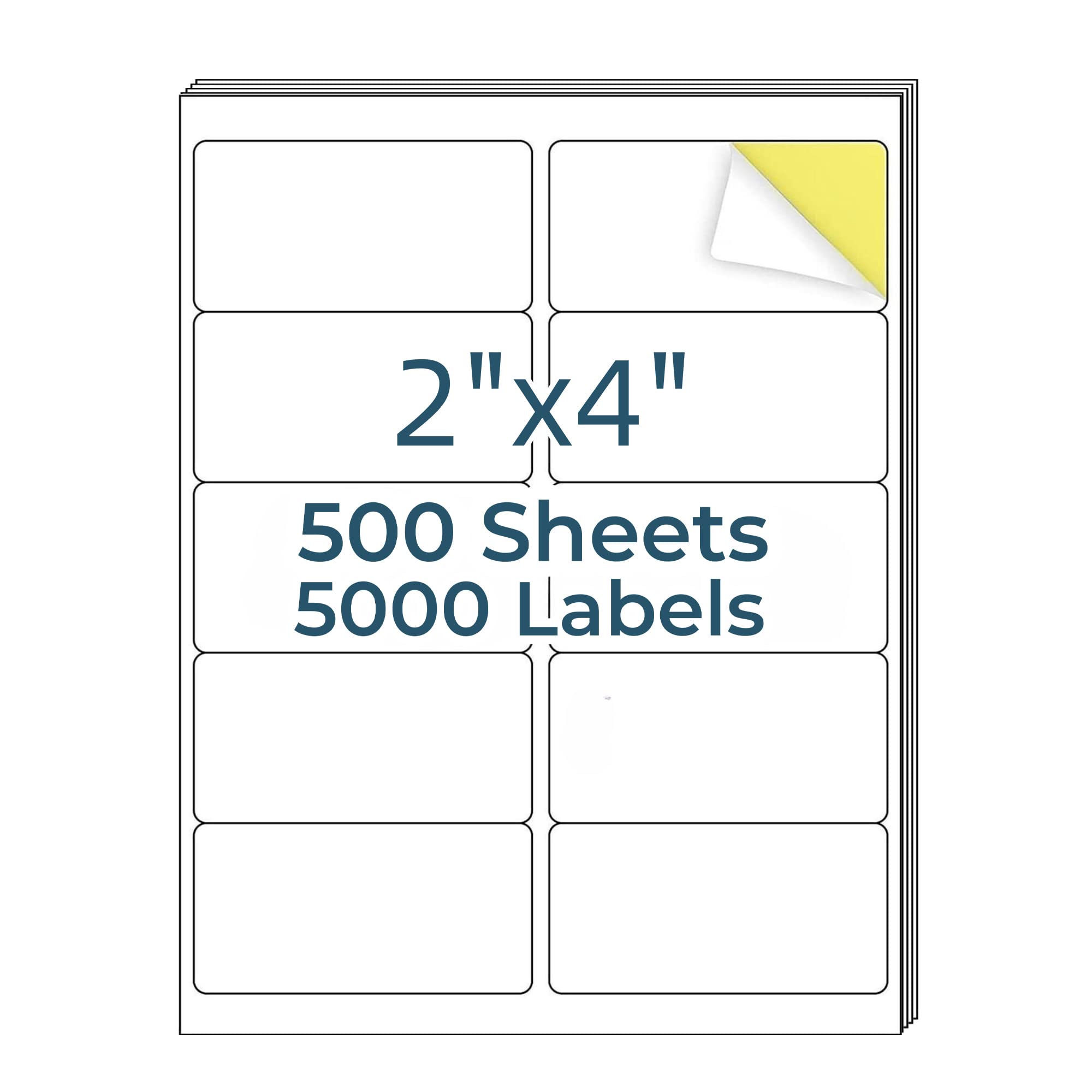 HokLoindustry 2" x 4" Mailing Labels,5000 Address Labels(500 Sheets),Printable White Shipping Labels for Laser/Inkjet Printer,Permanent Adhesive