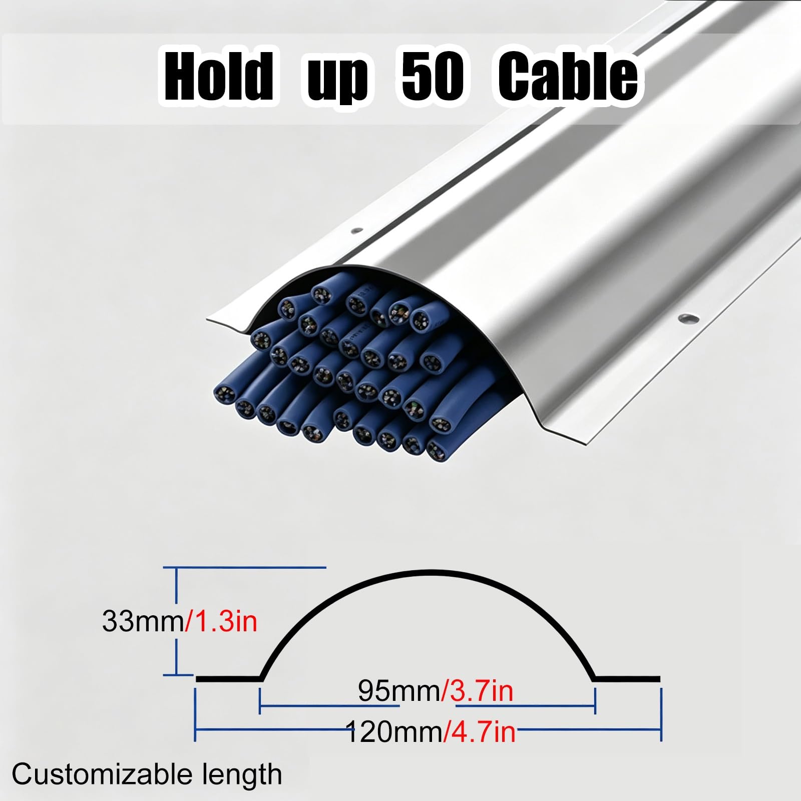 Copricavi Raccogli Cavi Canalina Passacavi Canalina per Cavi da Pavimento, Lunghezza Personalizzabile | Copricavo Per Cavi, Può Ospitare Fino A 50 Cavi, Per Costruzioni Di Fabbriche(50cable,5 ft/1.5 m)