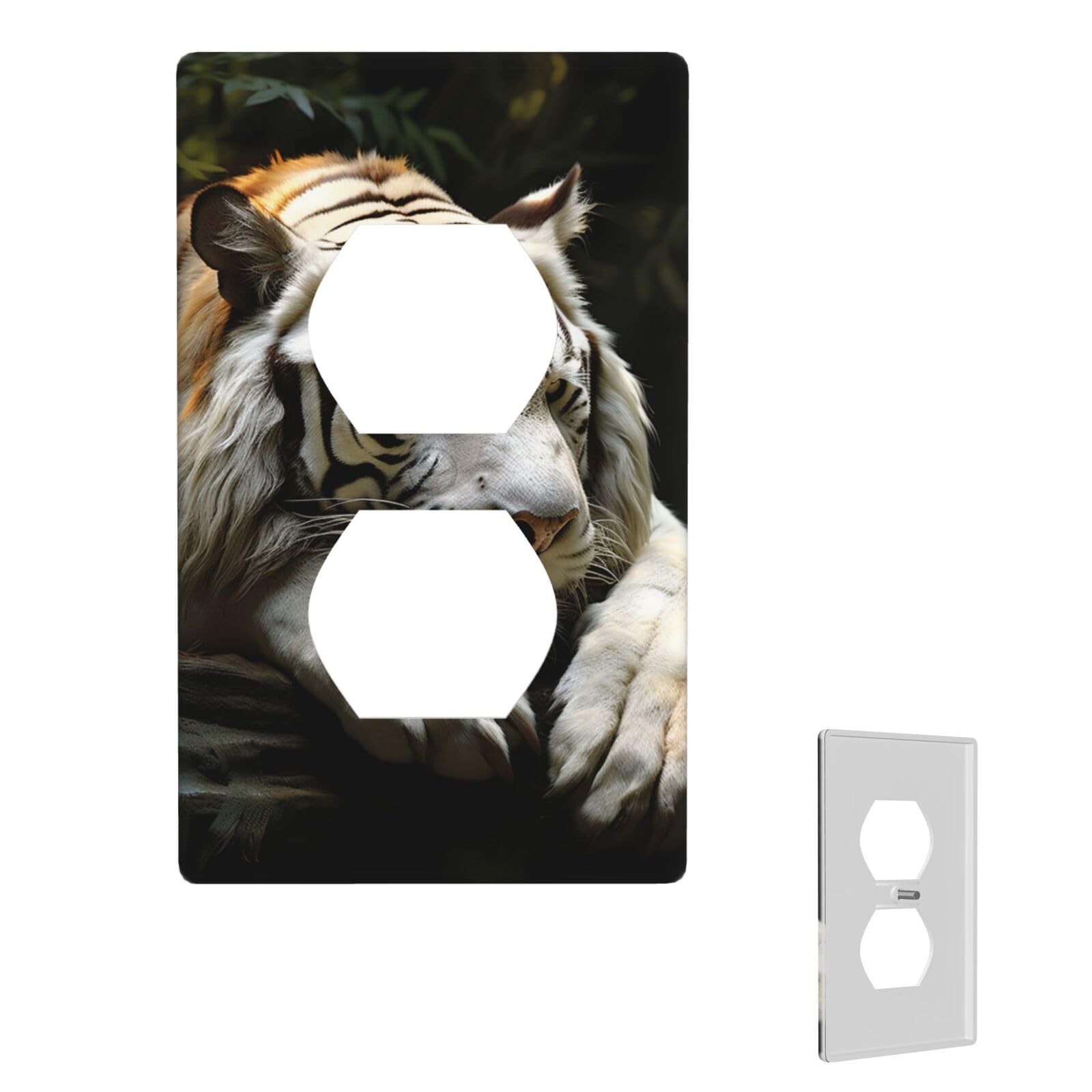 1-Gang Decorator Wall Plate Lying Tiger Light Switch Cover Single Gang Receptacle Wall Plate Standard Size 4.5" x 2.76" Wallplate Unbreakable Polycarbonate Outlet Faceplates Cover