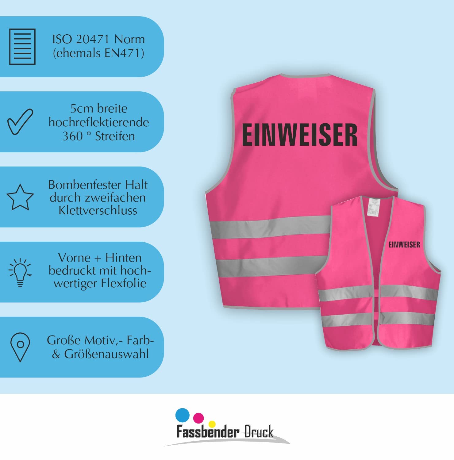 Sicherheitsweste GELB Warnweste nach EN ISO 20471 zertifiziert - Warn Weste für EINWEISER- Unisex mit hochwertigem Reflektorstreifen