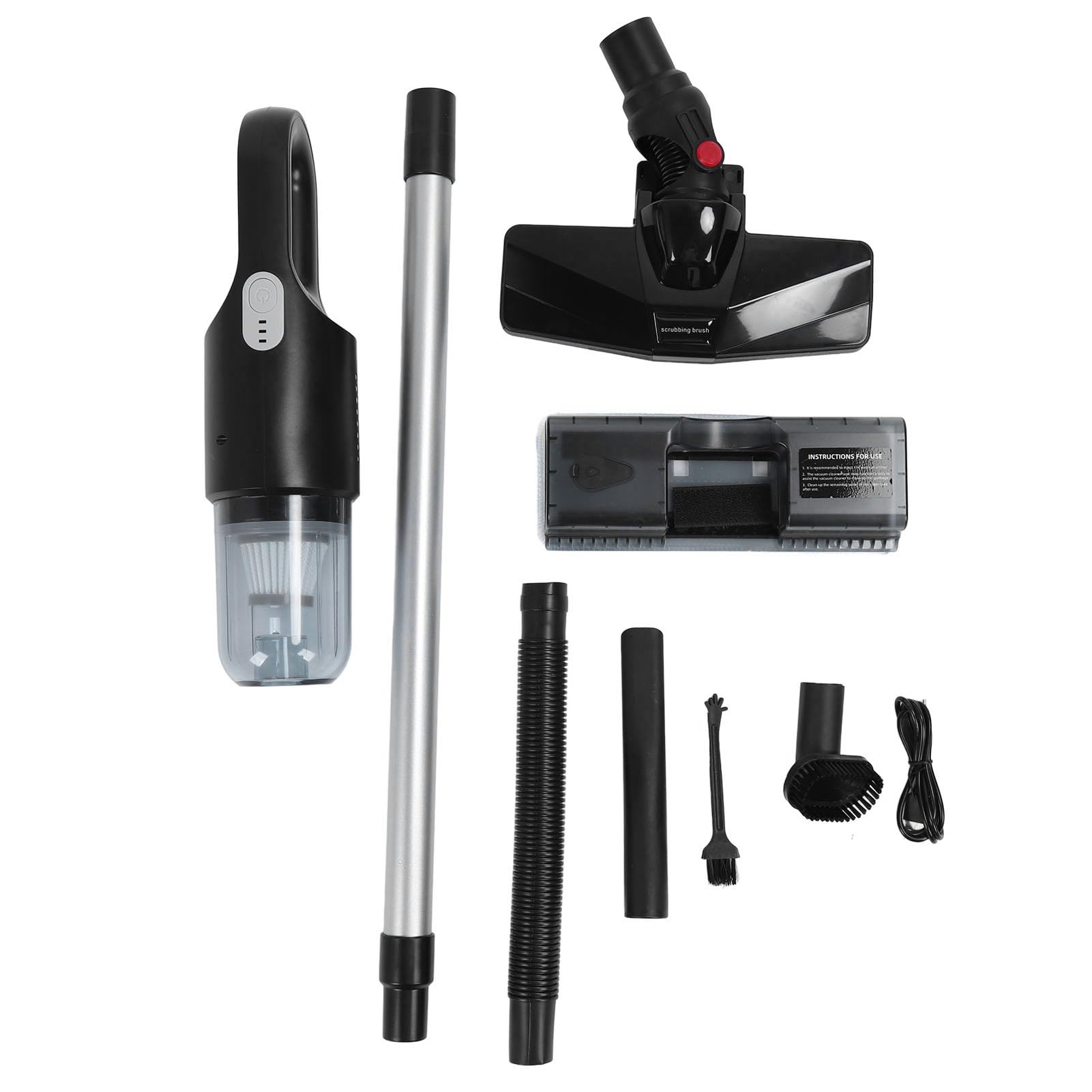 WOHPNLE Cordless Vacuum Cleaner, 6000mAh 2 Gears Powerful Suction Wet Dry Vacuum Cleaner with Mop Water Tank 400ml Dust Box for Pet Hair (Black)