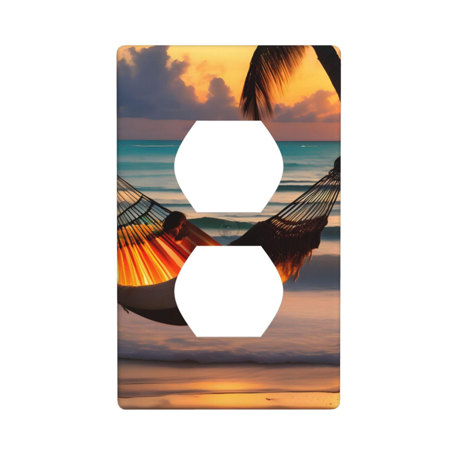 Sunset Beach Hammock Decorative Switch Plate Cover-Unbreakable Polycarbonate Wall Plate for Home Office, 1 Gang with Screws