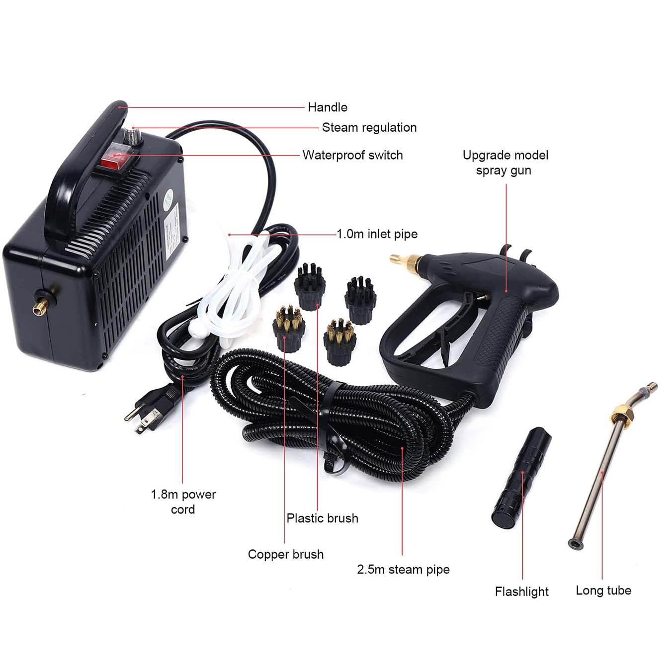 Portable Upholstery Cleaner, 1700W/2600W High Pressure Steam Cleaner Hand-held Portable Steam Cleaning Machine Automatic Pumping for Kitchen, Bathroom, Car Seat, Sofa, Floor,110V-1700W