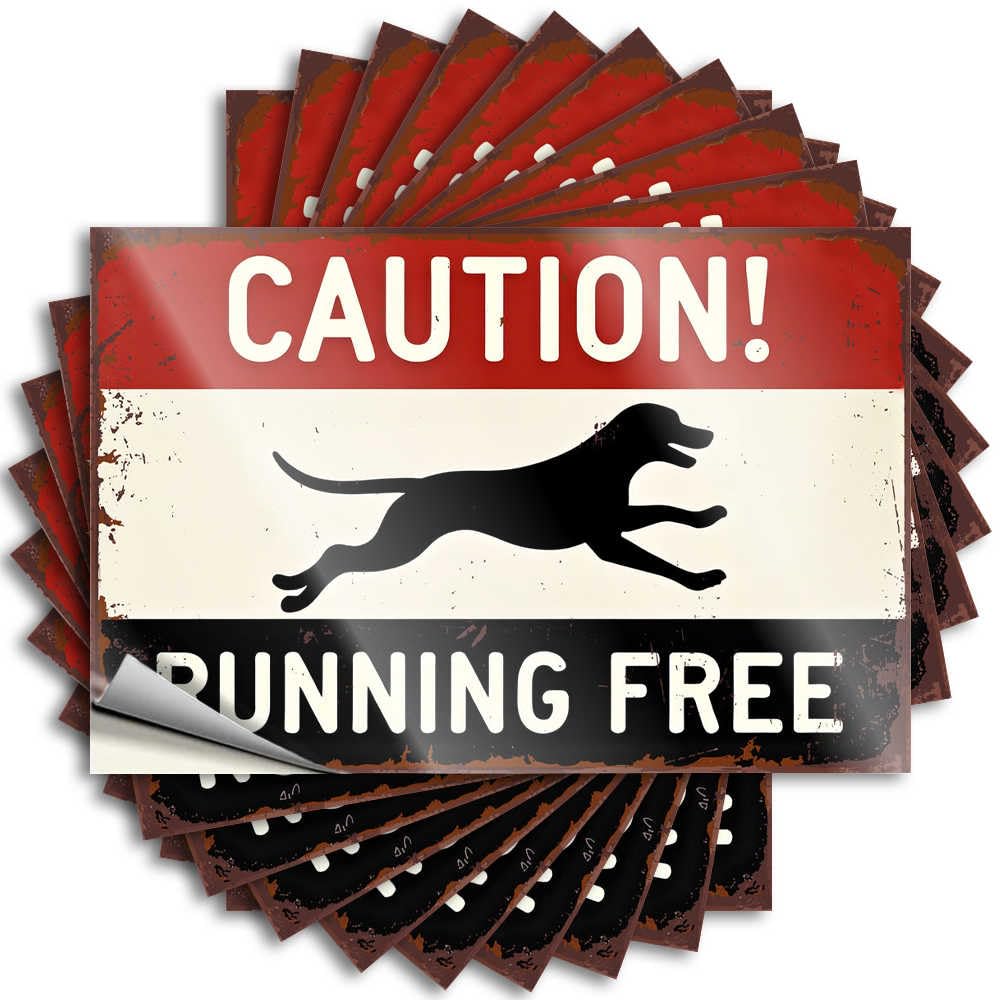 Stickers Pool Decorations Outdoor Easy Apply | Caution: Free Running Dog Sweet Laptop Peel and Stick(12X18CM)