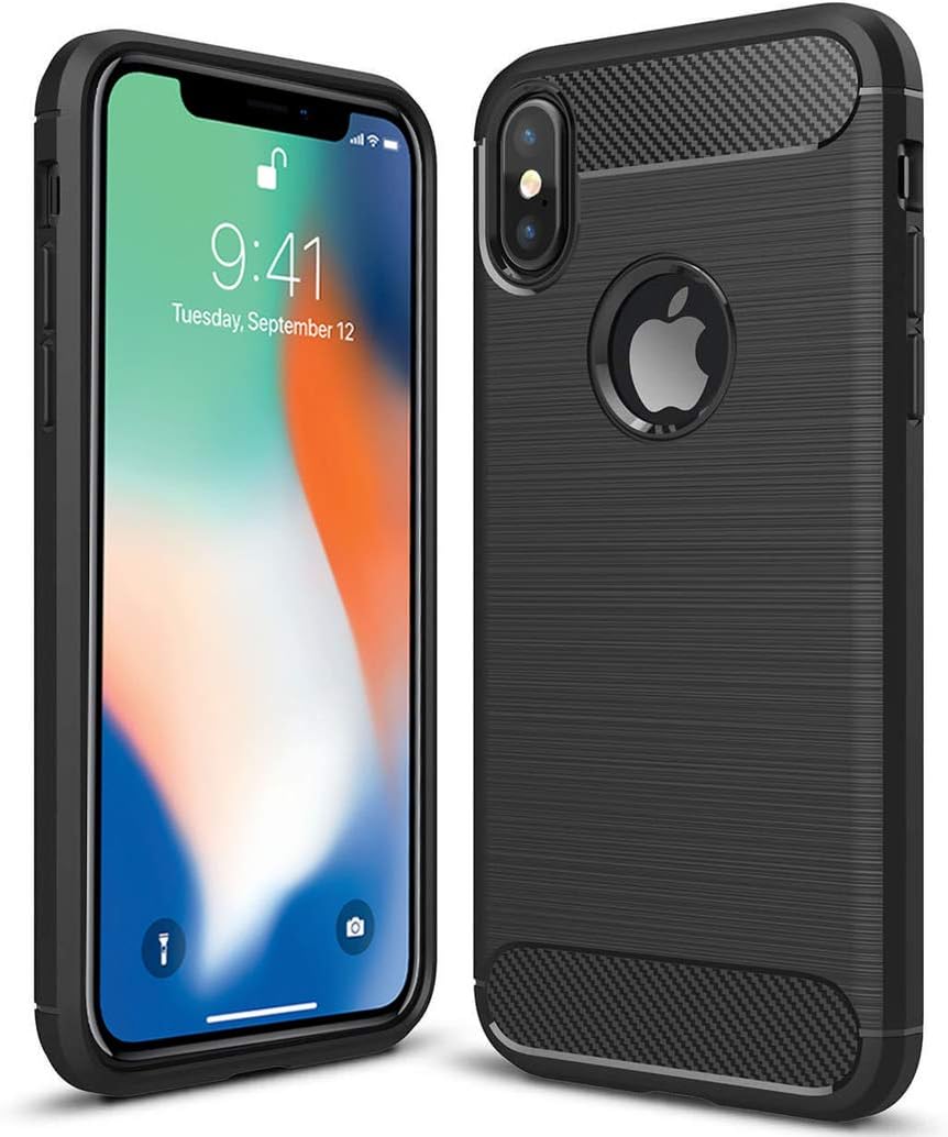 iPhone 10 X XS Case - iPhone X A1901 A1865 A2097 Black Ultra Slim Carbon Fibre Shockproof Bumper Case Cover For iPhone X 10