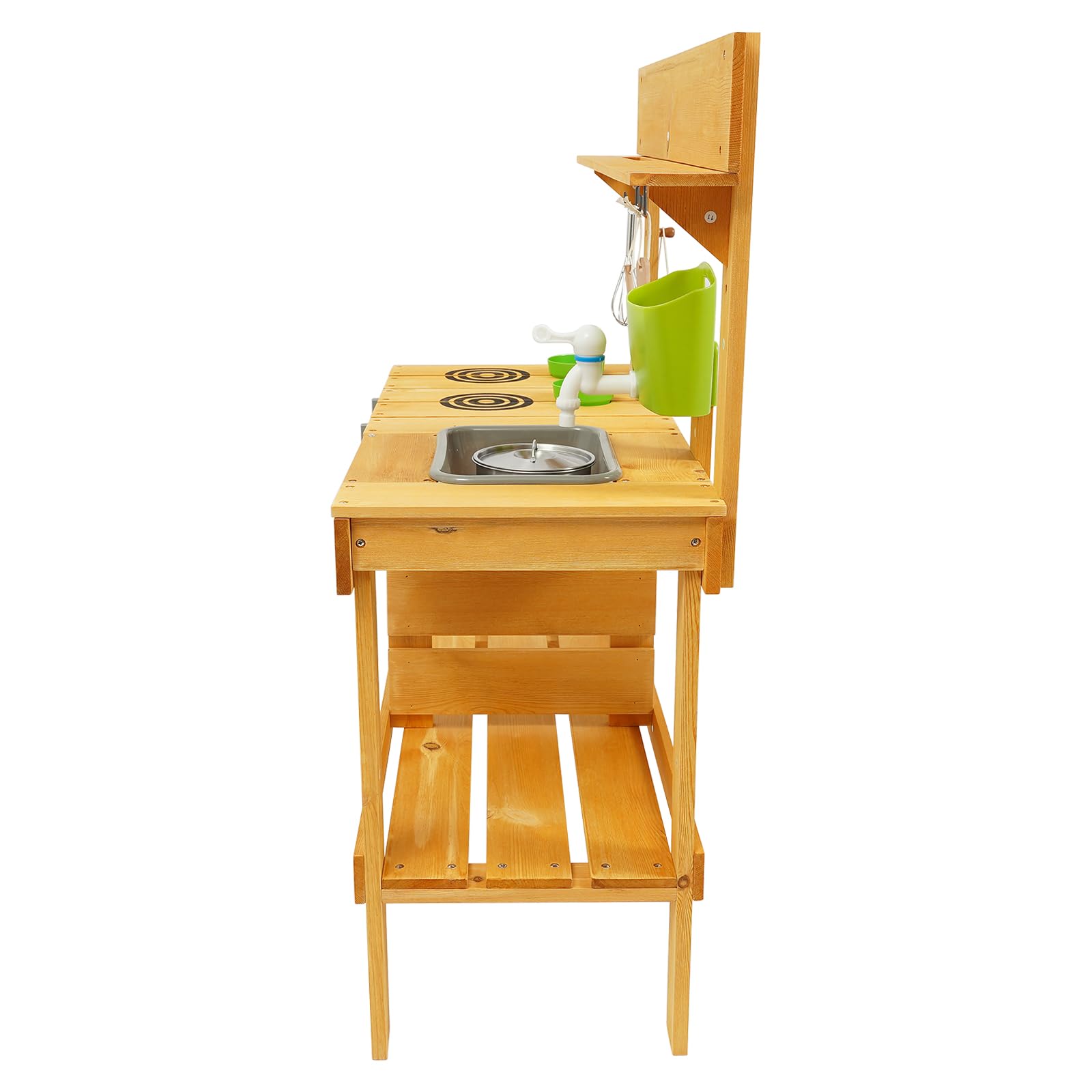Matschküche Kinder Outdoor, Kinderküche Holz mit Spüle, Outdoor-Matschküche aus Holz, Gartenküche Outdoorküche, Spielküchen-Set für Kinder von 3-8 Jahren