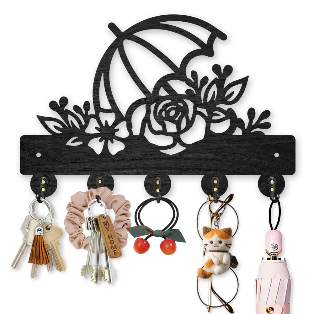 Porte-clés mural en bois avec crochets pour cuisine et bureau
