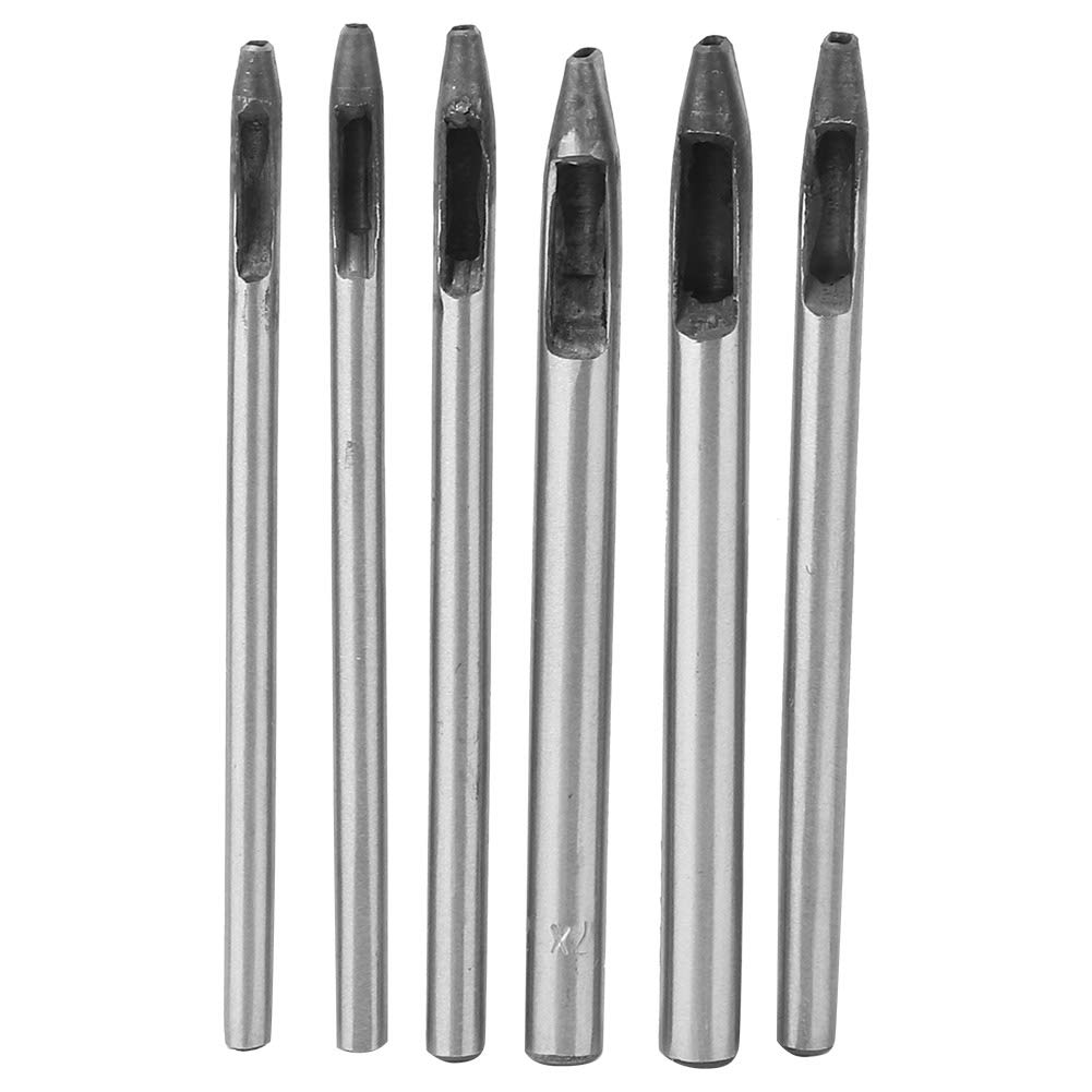 Hilitand Pack of 6Pcs 2mm Hole Punch Set Leather Craft Oval Shape Hole Puncher for Belt Watch Band DIY Punching Tool