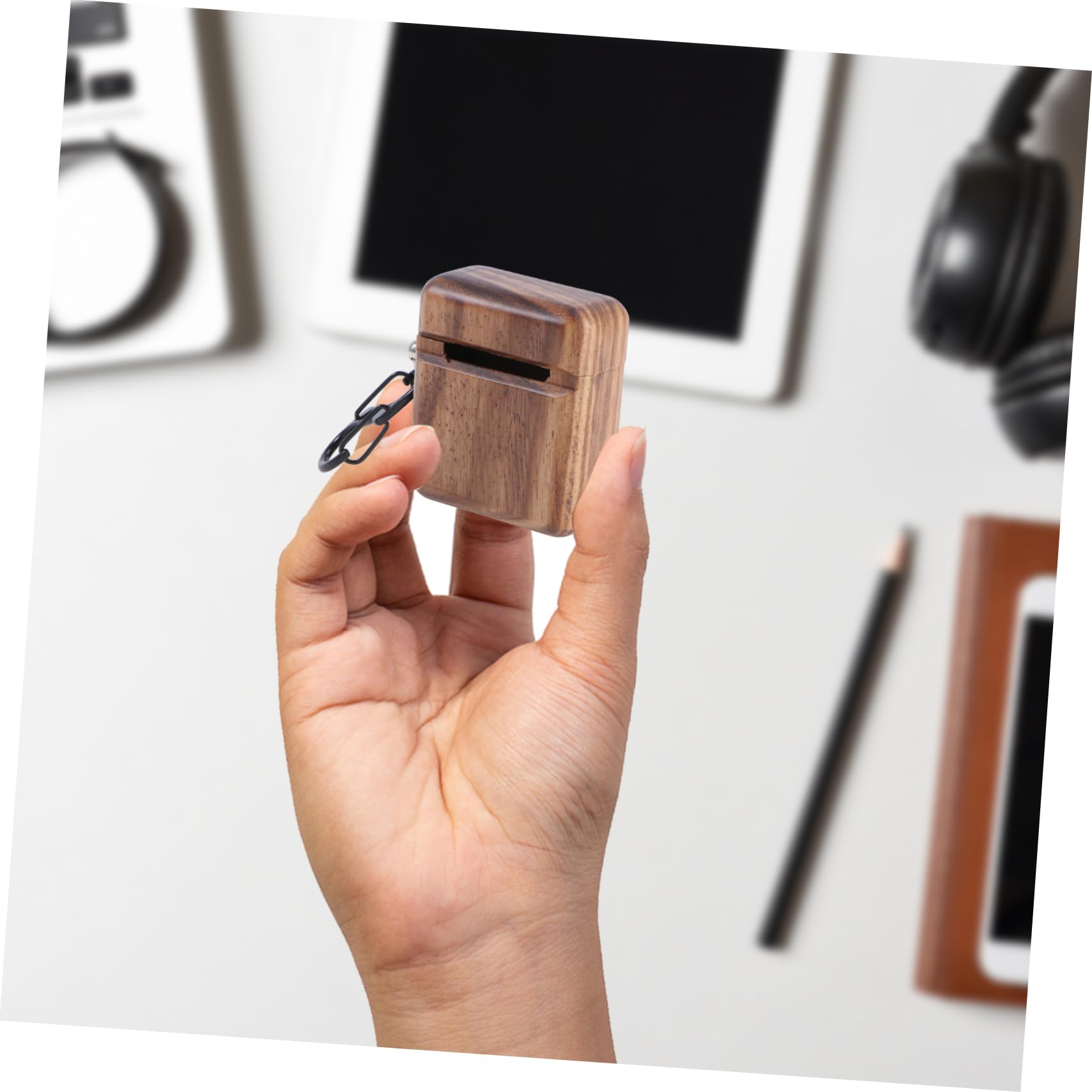 UKCOCO 3piezas Funda De Almacenamiento De Auriculares Inalámbricos De Madera Protector Compatible Estuche Ligero y Resistente Golpes Madera Marrón