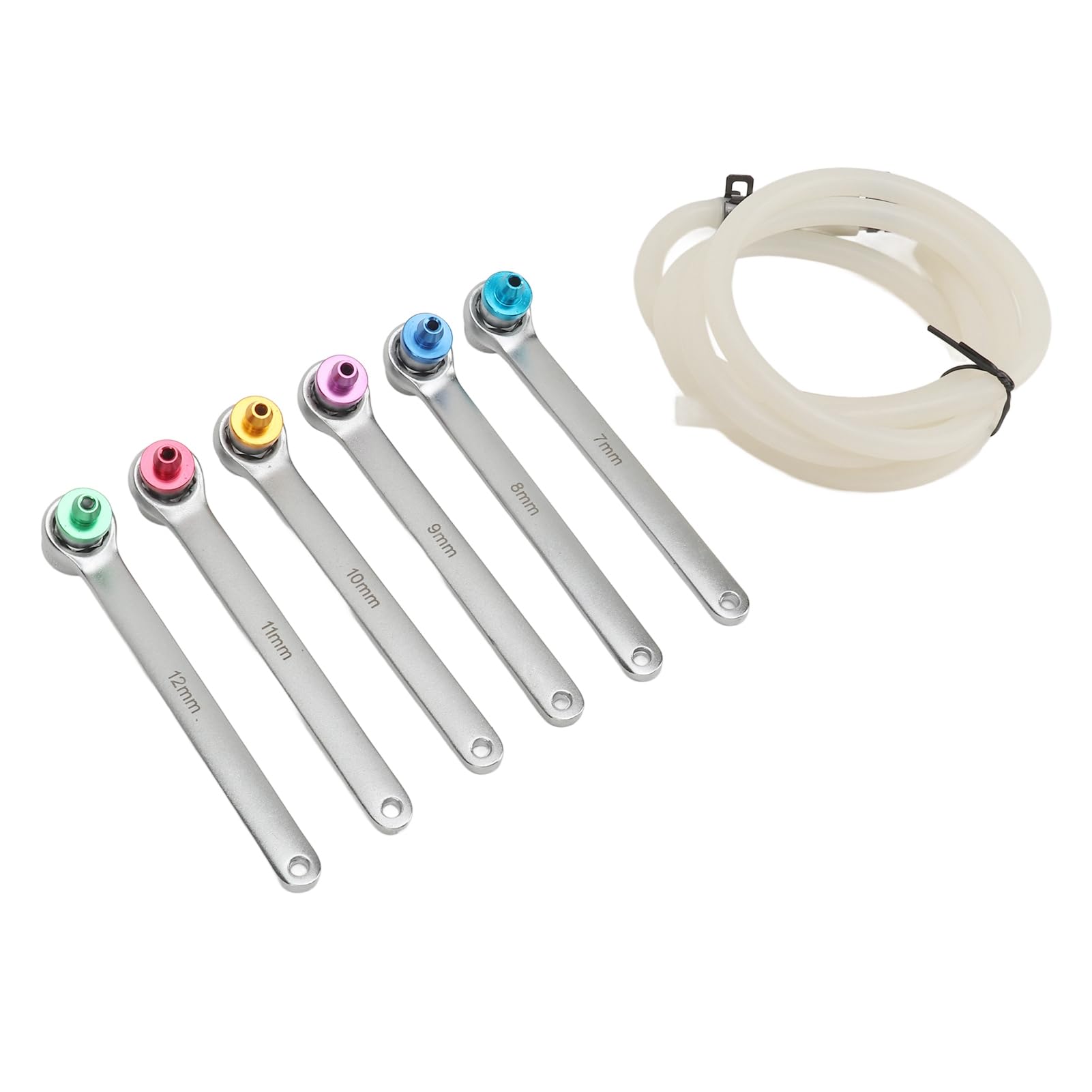 Kit de Herramientas de Llave de Sangrado de Freno, Juego de Llave de Purga de Freno, Manguera de 1,2 M, Llave de Alta Resistencia de 7-12 Mm, Caja Moldeada de Soplado, Colorido