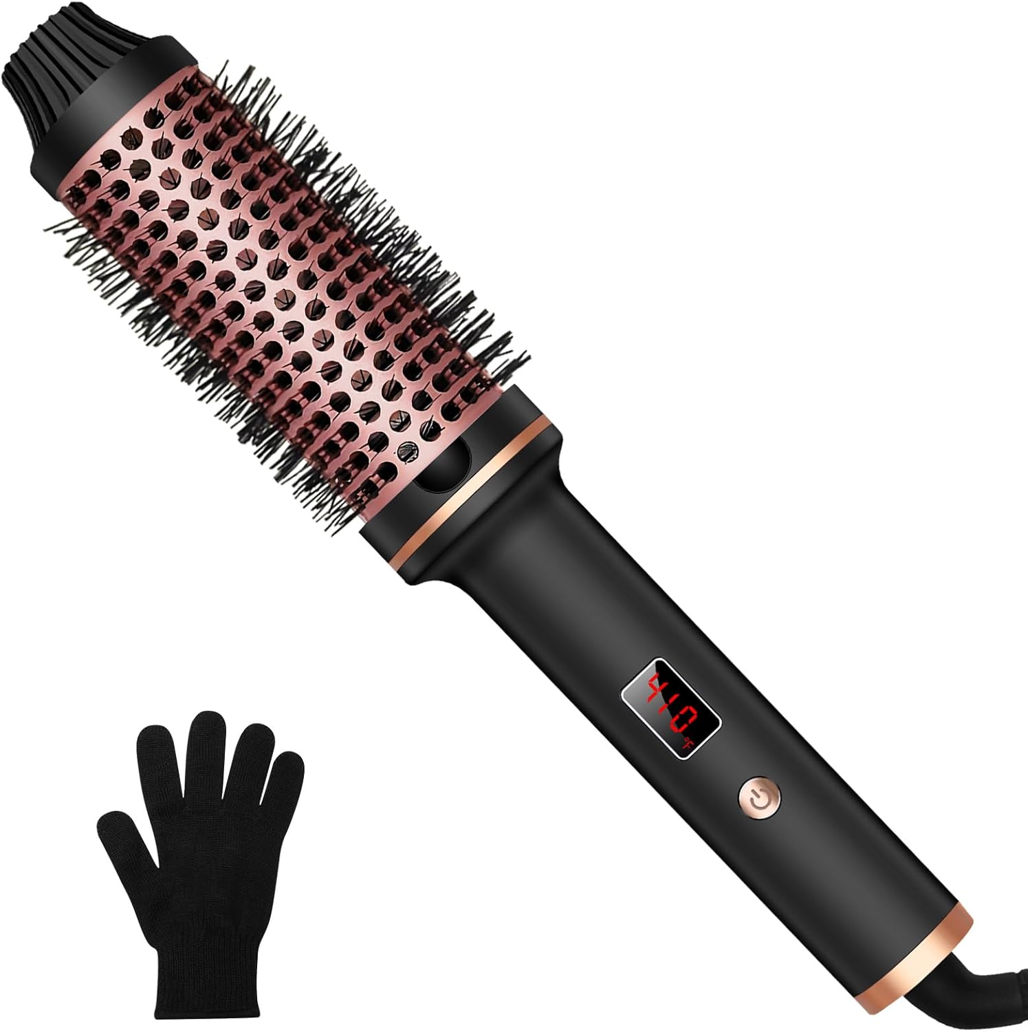 Thermal Brush,10 Temperatures LCD Display Upgrade to 400°F 1.5 in Heated Round Brush Curling Iron Heated Ceramic Tourmaline Ionic Comb 110-240V Volum