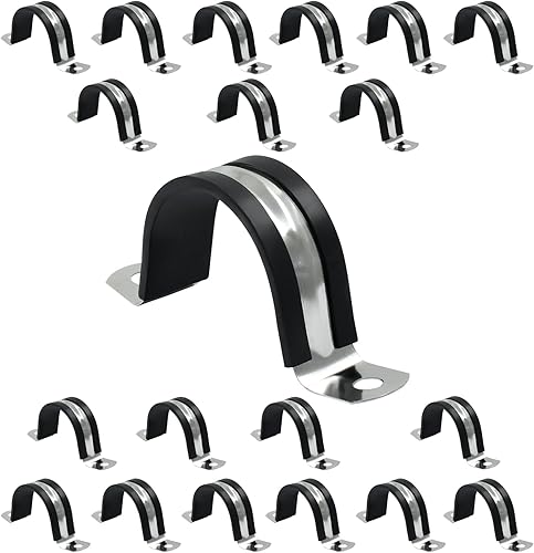 Miniatura 6 de 20 abrazaderas de cable acolchadas de goma de acero inoxidable 304 de 1-7/8 pulgadas, correa de tubo en U de 1.890 in para instalación de tubos