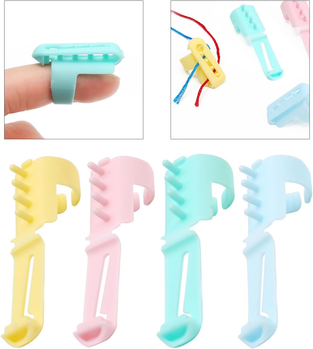 PANGBOER 16個 調節可能なかぎ針編み 糸ガイド付き 人間工学ガイドガイド 指ホルダー 編み物用 調節可能なかぎ針編み