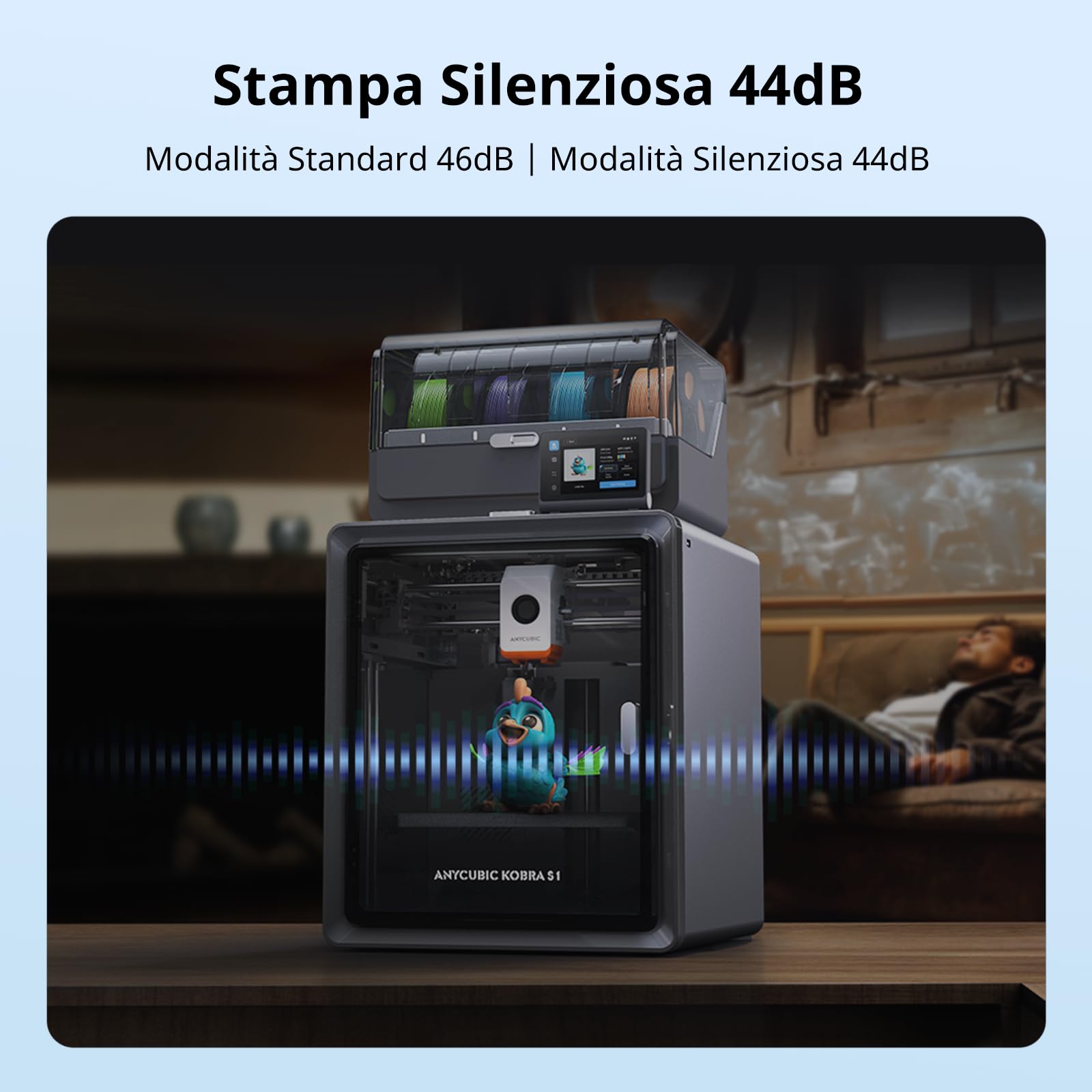 ANYCUBIC Kobra S1 Combo Stampante 3D, Asciugatura e Stampa in Uno, 600 mm/s ad Alta Velocità, Stampa mUlticolore per Tutti i Principali Filamenti, Dimensioni di Stampa 250 x 250 x250 mm