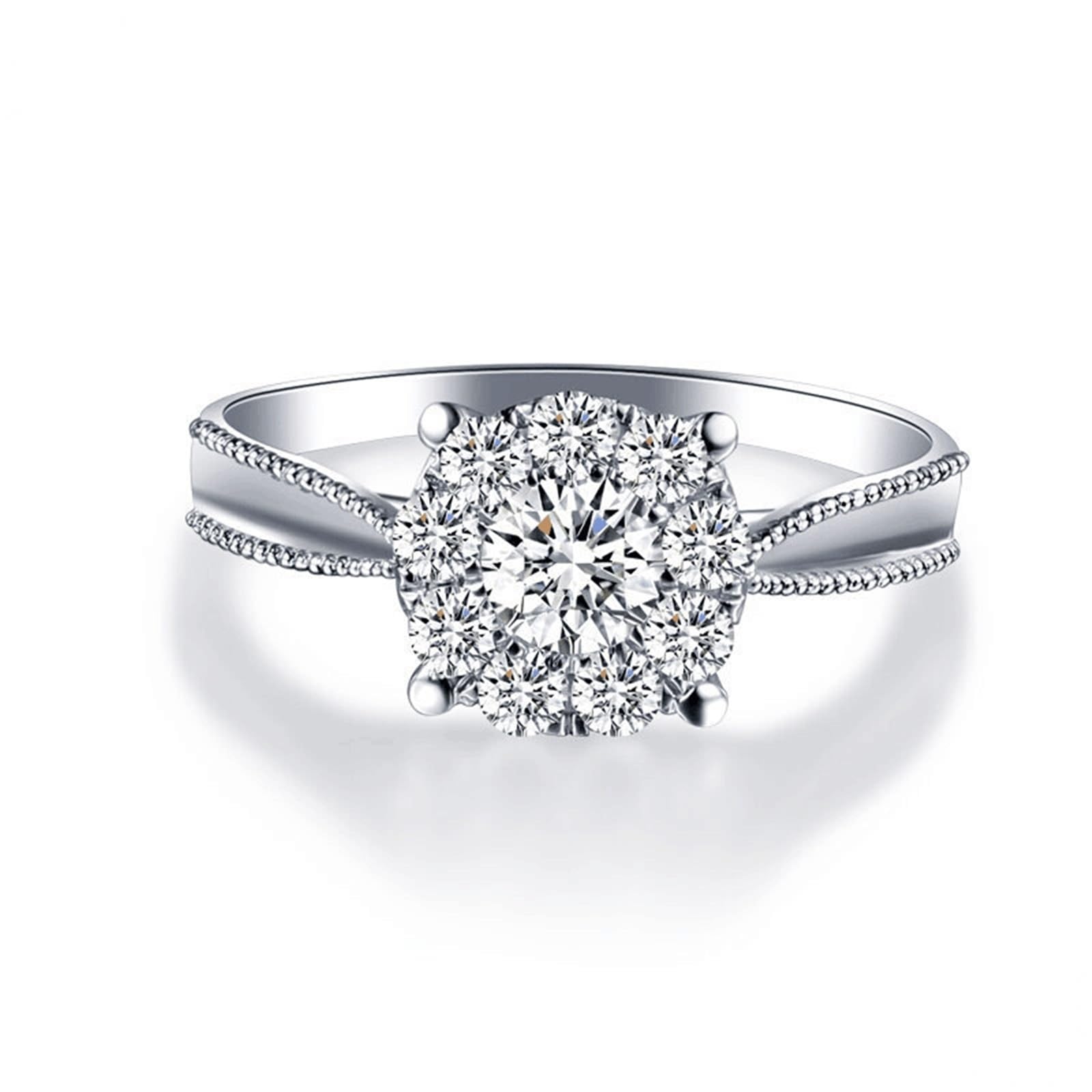 Wycian Vintage Moissanite pierścionki dla kobiet białe złoto pierścionek dla kobiet 18K 4 zęby z cyrkonią rozmiar H 1/2 moda dla cioci biżuteria na Dzień Matki