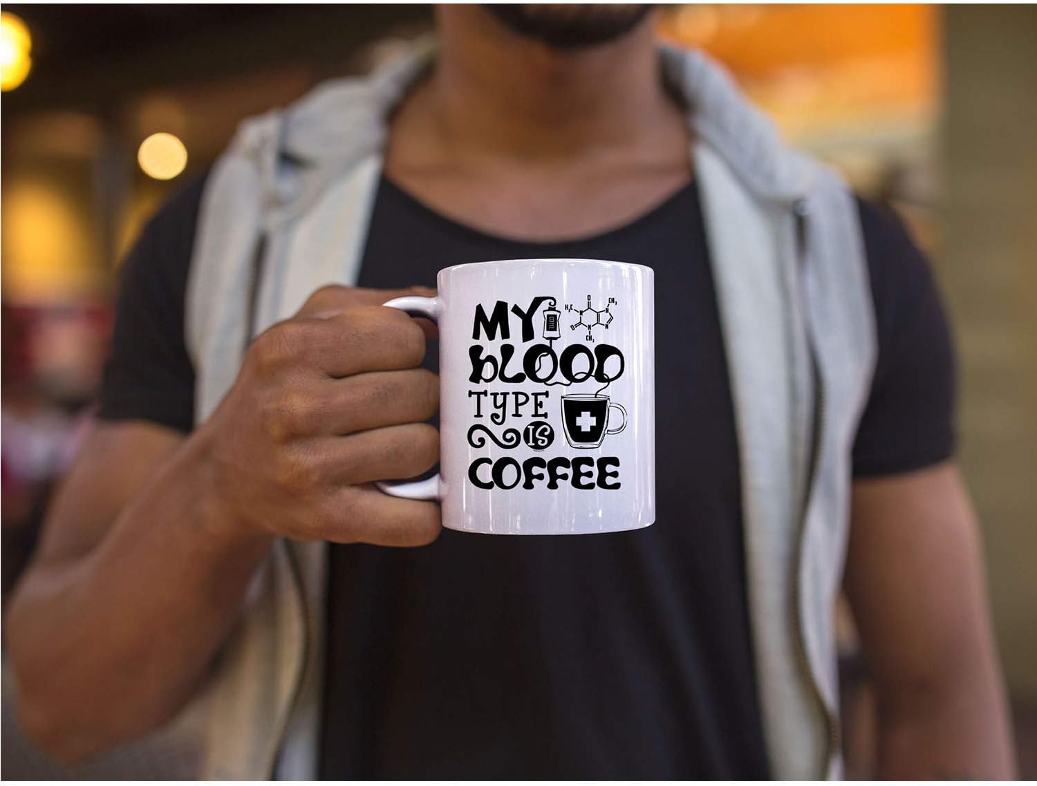 Veracco My Blood Type is Coffee Ceramic Coffee Mug Funny Birthday Gift For Coffee Lover Coworker Bestfriend Mom Dad Sister (Ceramic Mug) - Image 5