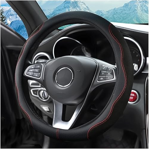 zipelo Funda para volante de automóvil de 14.5 a 15 pulgadas, protector de rueda interior de automóvil con cuero duradero, suave, transpirable,