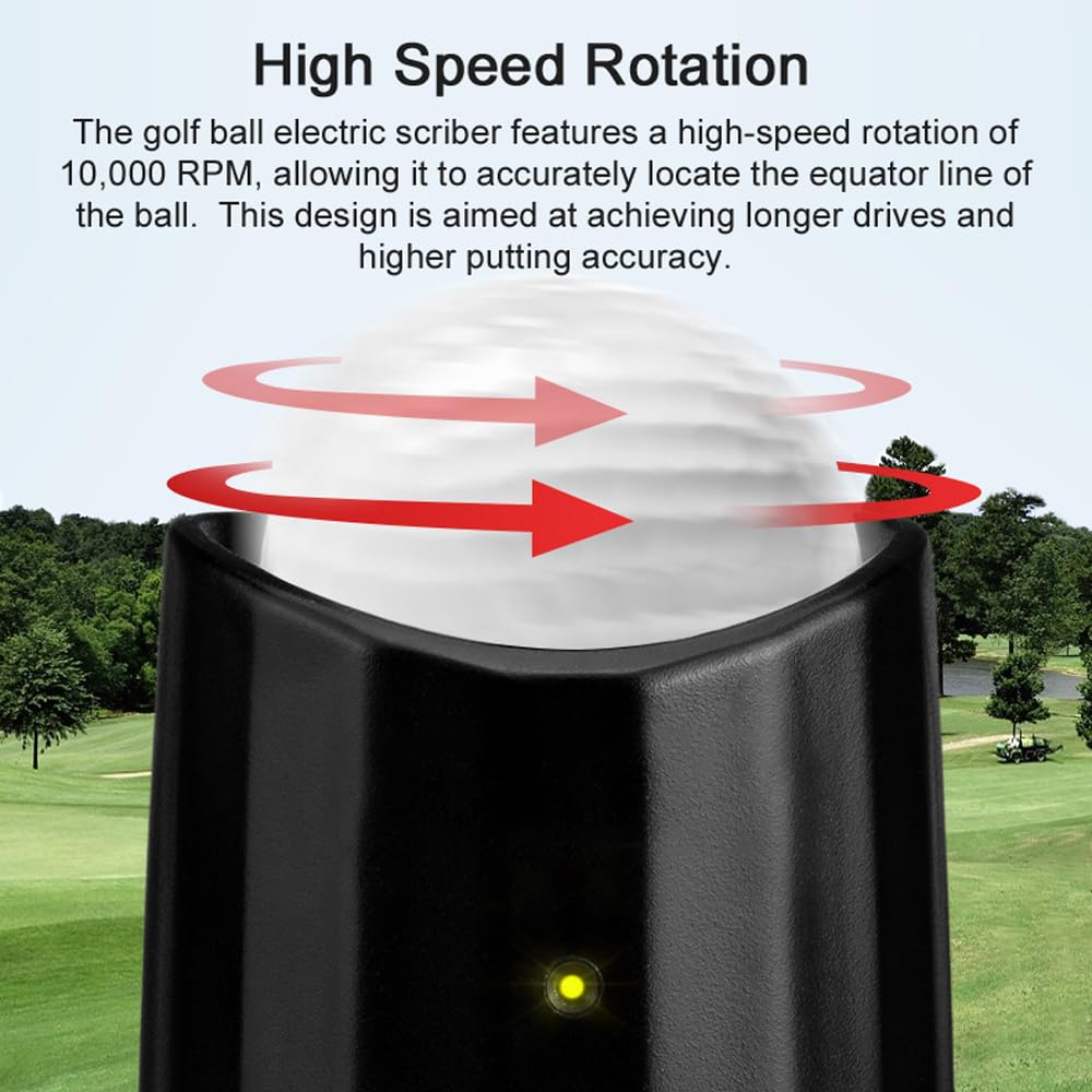 PGM Golf électrique Scriber Ball Alignment Line Outil de marquage Gravity Distribution Line Finder avec piles pour golfeurs Noir Polypropylène 2,4 x 2,6 x 3,5 pouces