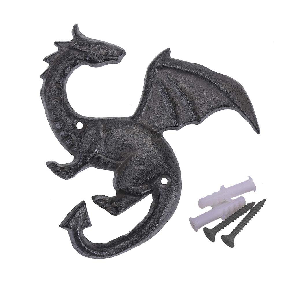 Topfunyy Cast Iron Dragon Wall Hook Decorative Vintage Hanger for Coats, Hats, Keys and Towels (Dragon- Ⅲ)