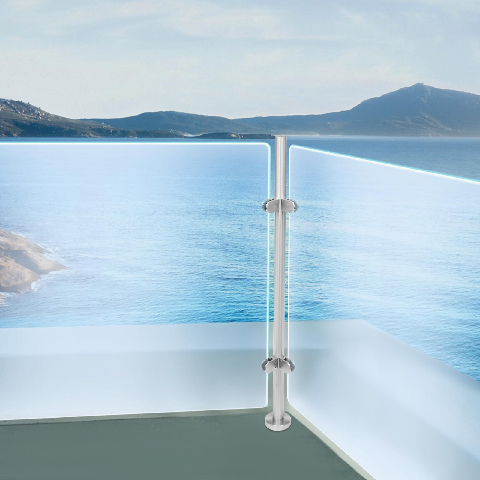 Czyurachel Glasgeländerpfosten Edelstahl 316 - 110cm Höhe Für 12mm Glas