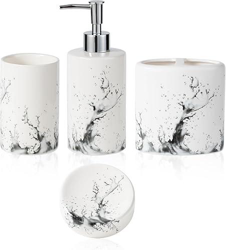 Juego de accesorios de baño de acuarela gris, juegos de decoración de baño de cerámica, accesorios para apartamentos, soporte para cepillos de