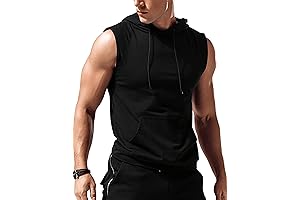 Amussiar Men's Workout Hooded Tank Tops: Amplify Your Muscle Appeal