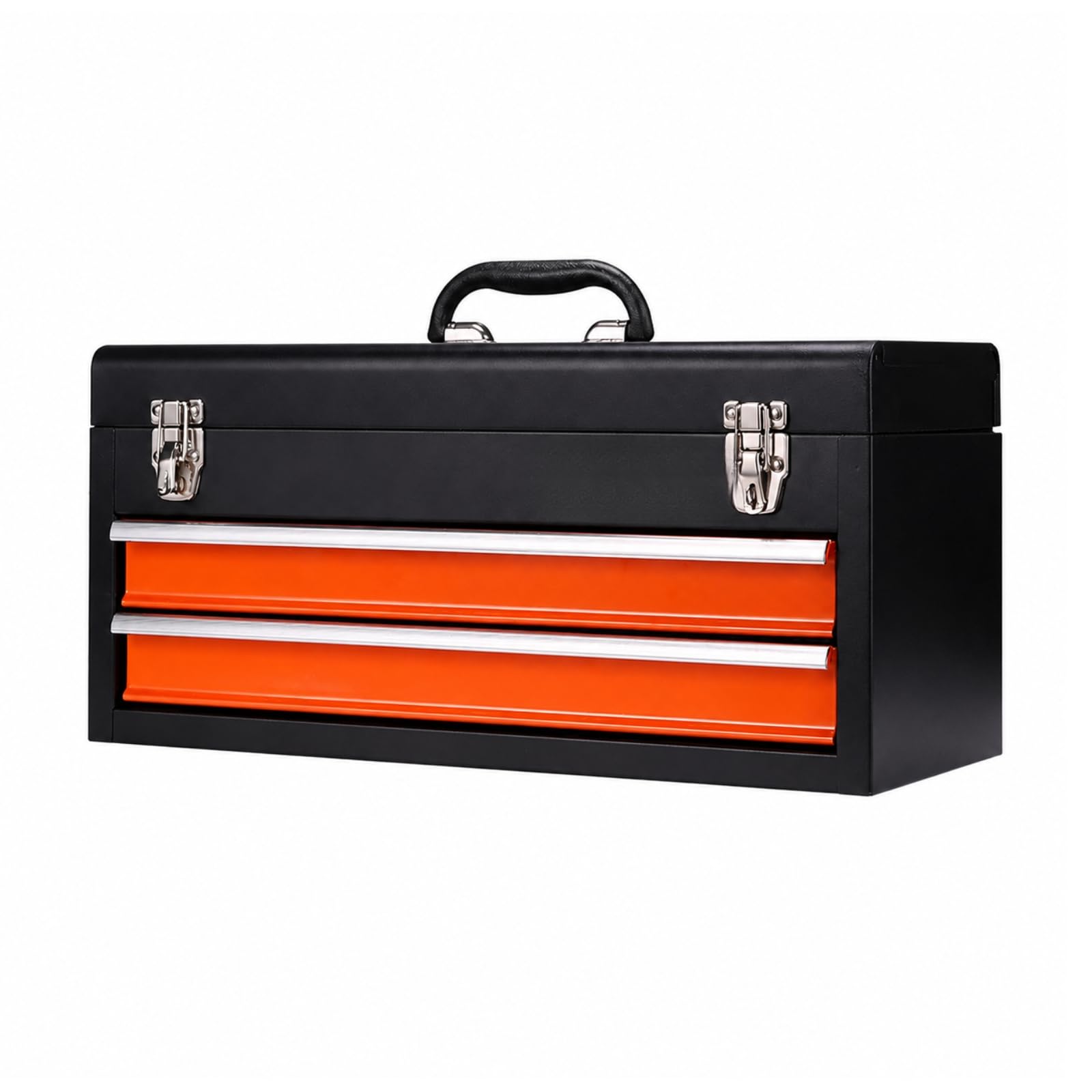 Baoblaze Estuche Industrial Resistente con Cajones Frontales y Manijas Plateadas para Guardar Equipos Eléctricos y Ferretería con Tapa Elevable y Asa, Caja 2 Cajones