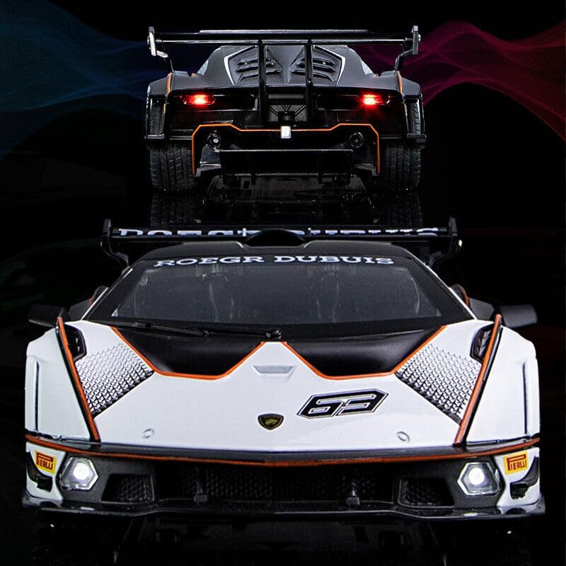 Image of Invite 1:24 Big Lamborghini Essenza SCV12 Diecast Scale Model Metal Pull Back Toy car for Kids with Openable Doors & Light, Music Toy Vehicle for Kids [White-Color]