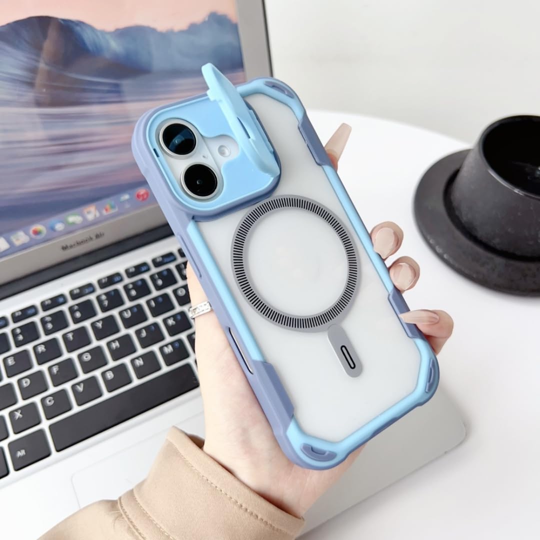 Coque magnétique iPhone 14 Pro transparente antichoc bleu ciel - 7