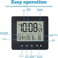 Delamiya Digitális Rádiós Ébresztőóra Hőmérővel Naptárral Fekete 4