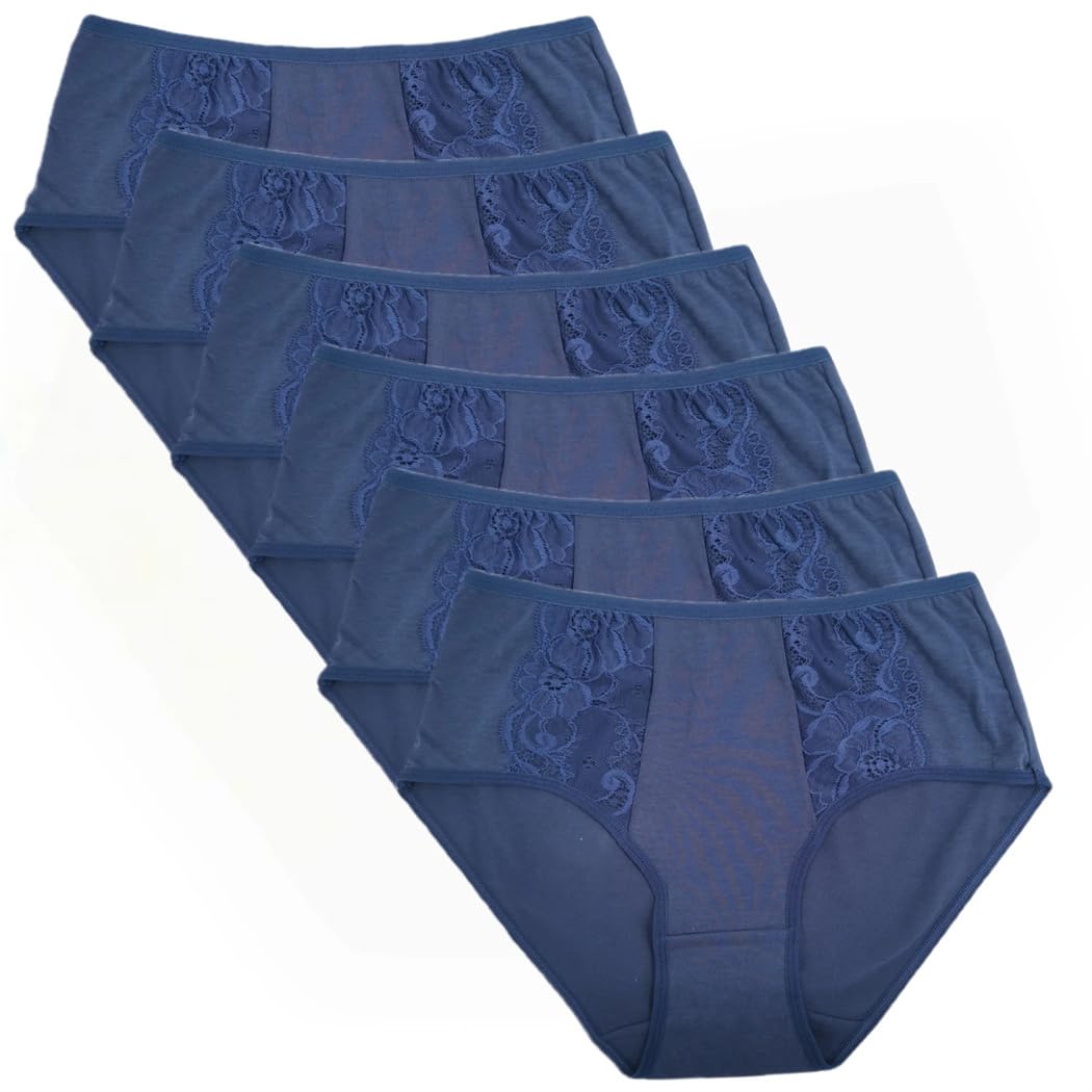 Mutandine da donna in cotone slip in pizzo a vita medio alta mutande in cotone tinta unita biancheria intima mutande 6 pezzi