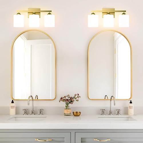 Miniatura 91 de Quntis Lámparas de baño negras de 4 luces con 5 modos de color, lámpara de tocador moderna regulable de 27 pulgadas sobre espejo, lámpara de pared