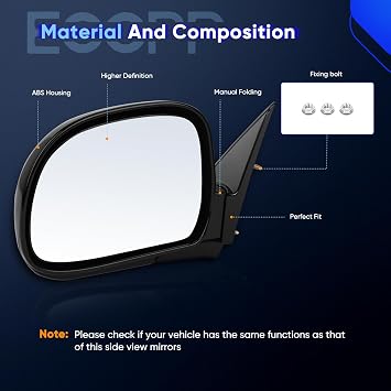 ECCPP Manual Side View Mirrors Compatible with Chevy Blazer for Gmc Jimmy