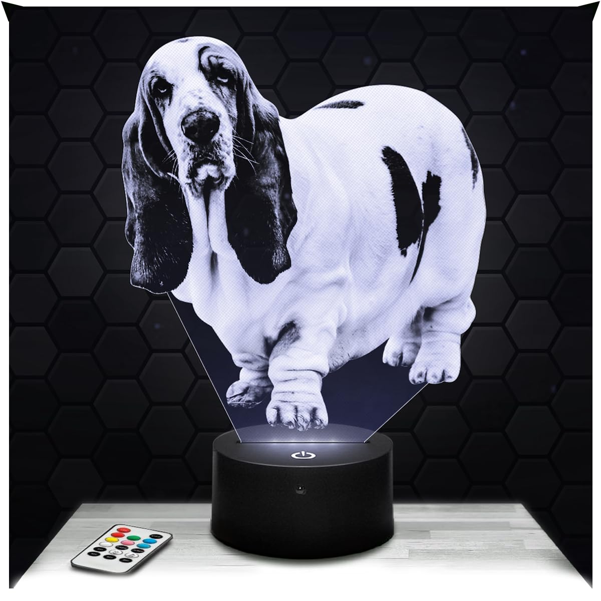 Lampephoto.fr - Basset Hound Dog 3D Lamp Animal Touch Night Light Led, 3D Hologram Effect, Christmas Birthday Gift Idea for Boy or Girl, Room Decoration Object — image 1
