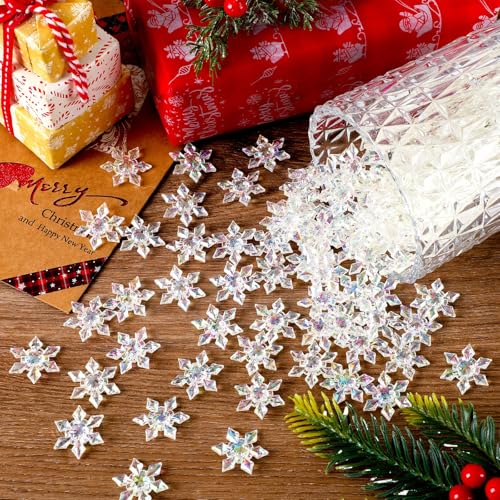 BOARDFEB 240個 冬 アクリル スノーフレーク オーナメント 3D 半透明 スノーフレーク クリスタル 宝石 クリスマス クリスマス ペンダント ビーズ DIY クラフト 花瓶フィラー テーブル散布 パーティー ウェディング アート クラフト デコレーション [4]