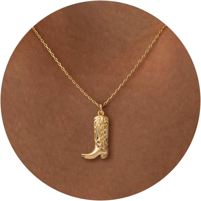 GUOKE 14K Gold Plated Dainty Pendant Butterfly Bead Boot Bee Baseball Flower Compass Airplane Heart Hummingbird Tree Necklace Simple Jewelry Gift for Women